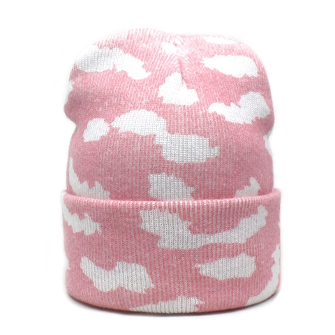 Berretto in Maglia da Donna con Motivo a Nuvola Cappello Caldo in Acrilico per Sci Autunno Inverno Stile Coreano