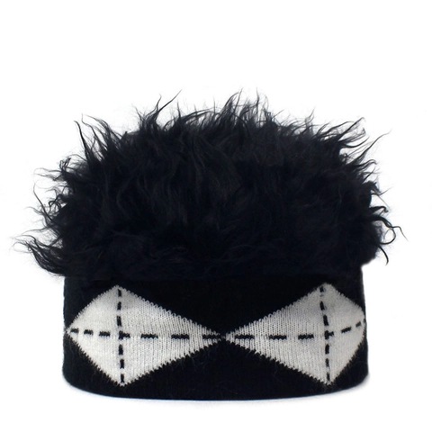 Divertente Berretto con Parrucca con Capelli Sintetici a Punta Berretto Docker in Acrilico a Maglia Senza Falda per Festa Cosplay Uomo Donna