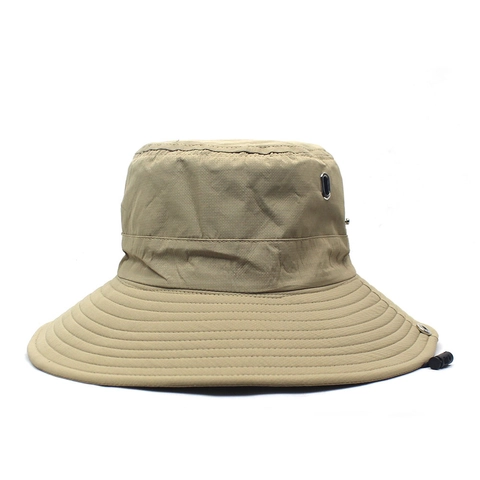 Men Outdoor Sun Hat Solid Color Polyester Bucket Hat Wide Brim Breathable Summer Sunshade Fishing Mountaineering Basin Hat