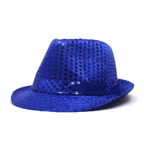 Unisex Sparkly Sequin Fedora Hat Jazz Style Costume Hat For Stage Performance Party Clubwear Breathable Polyester Fedora Hat