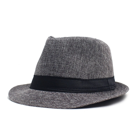 Casual Αναπνεύσιμο Καπέλο Fedora Από 100% Λινό Για Άνδρες Γυναίκες Υφαντό Καπέλο Ήλιου Με Μαύρη Σατέν Κορδέλα Καλοκαιρινό Καπέλο Jazz