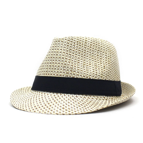 Vintage Mixed Color Paper Straw Woven Fedora Hat For Men Breathable Sun Protection Summer Outdoor Fashion Beach Sun Hat