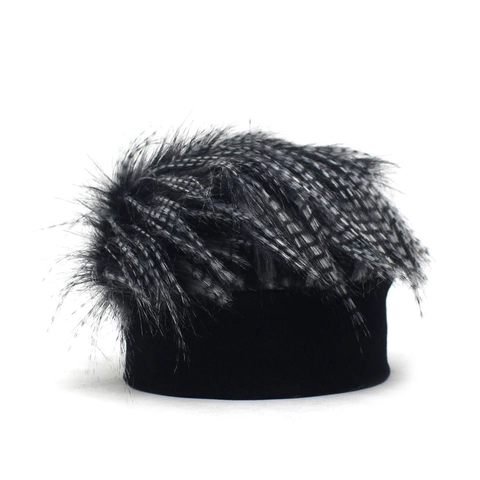 Nieuwigheid Nepbont Pruik Beanie Muts Voor Mannen Vrouwen Hiphop Street Dance Gebreide Acryl Randloze Schedelmuts Winter Warme Streetwear Accessoires