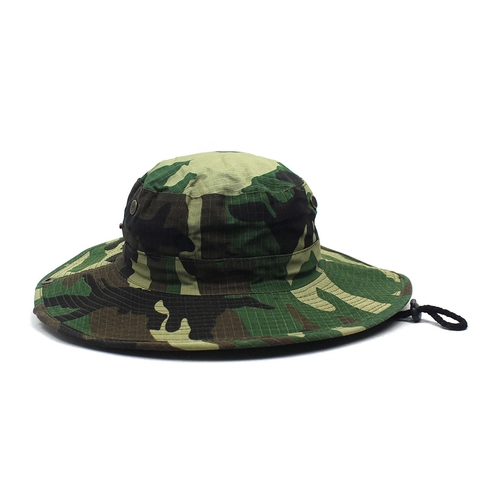 Camouflage Vissershoed Voor Heren Dames Outdoor Zonbescherming Vissen Jagen Brede Rand Safari Hoed Met Winddicht Touw
