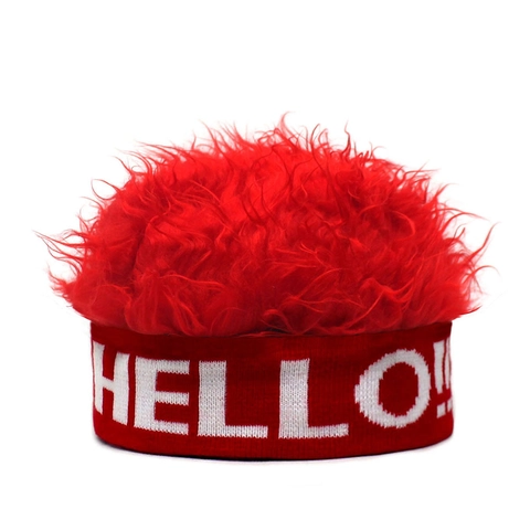 Funny Creative Wig Knit Hat For Men Women Hello Love Embroidered Landlord Beanie Costume Wig Hat For Party Dress Up Decoration