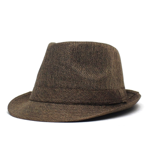 Sombrero Fedora Casual para Hombre Retro Color Sólido Sombrero Jazz Trenzado para Protección Solar Verano Transpirable