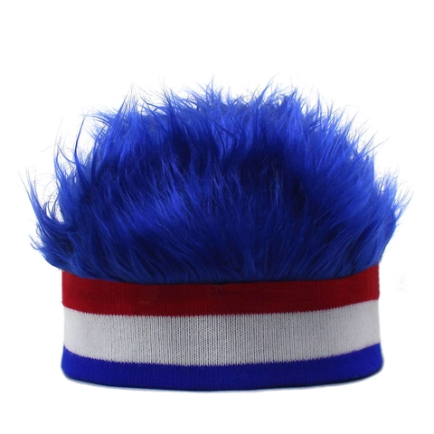 Funny Wig Knit Hat Novelty Stripe Beanie Cap With Synthetic Hair Fluffy Wig For Halloween Carnival Party Hip Hop Spoof Unisex Decor Hat