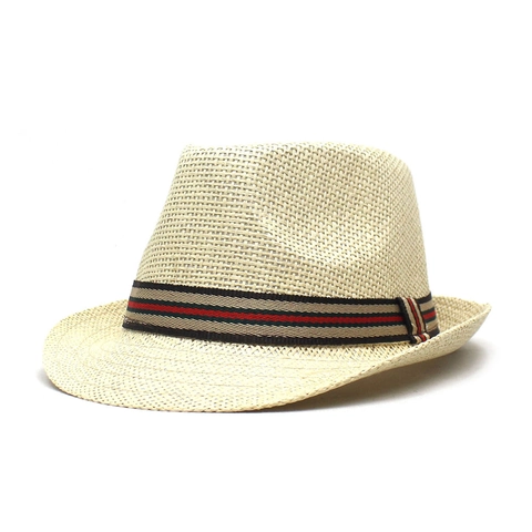 Unisex Retro British Paper Straw Fedora Hat Striped Ribbon Sun Protection Breathable Vacation Beach Sun Hat For Men Women