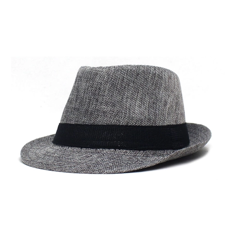 Unisex Vintage Linen Blend Fedora Hat Summer Breathable Sun Protection Jazz Hat For Men Women Travel Beach Vacation