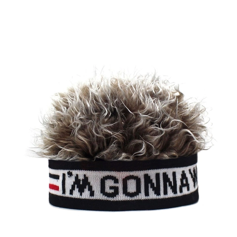 Divertente Cappello Miki in Maglia con Parrucca Per Adulti Berretto da Street Dance Hip Hop Con Design di Capelli Esplosivi Novità Cappellino con Fascia Regolabile per Costume di Halloween Party