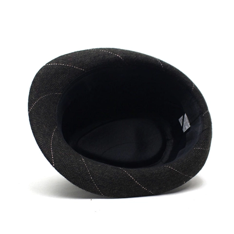 Unisex Britisch Retro Fedora Hut Fischgrätenmuster Gestreift Kurze Krempe Jazz Hut Lässig Sonnenschutz Baumwoll-Polyester Hut