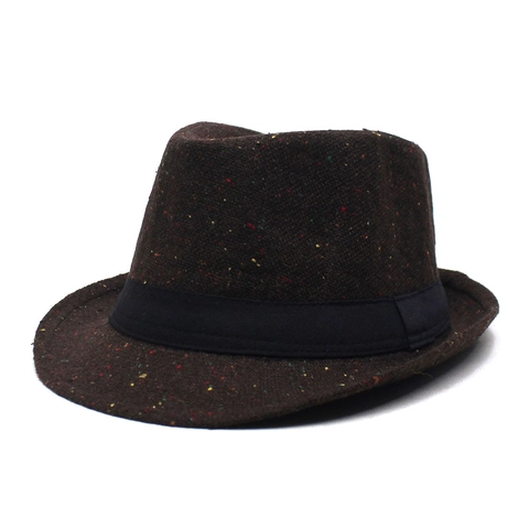 Vintage Multicolor Speckled Fedora Hat Men Women Retro Trilby Jazz Hat Grosgrain Band Fashion Party Dressing Accessory