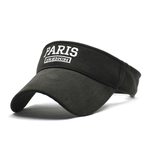 Verstellbarer Sonnenvisier Hut 100% Baumwolle Bestickt PARIS FRENCH Buchstaben Sport Tennis Golf Kappe Für Damen Herren