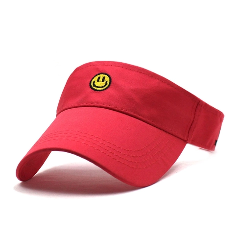 Katoenen Happy Face Borduurwerk Zonneklep Hoed Voor Heren Dames Ademend Sport Zonbescherming Strand Verstelbare Zomer Pet