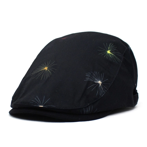Damen Herren Casual Baumwolle Baskenmütze Flat Cap Löwenzahn Druck Verstellbar Vintage Schiebermütze Sonnenschutz Mode Kopfbedeckung