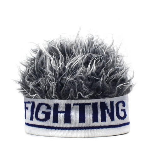 Funny Spiky Hair Wig Beanie Hat With Fighting Letter For Men Women Novelty Party Sports Cosplay Outdoor Accessory Headwear