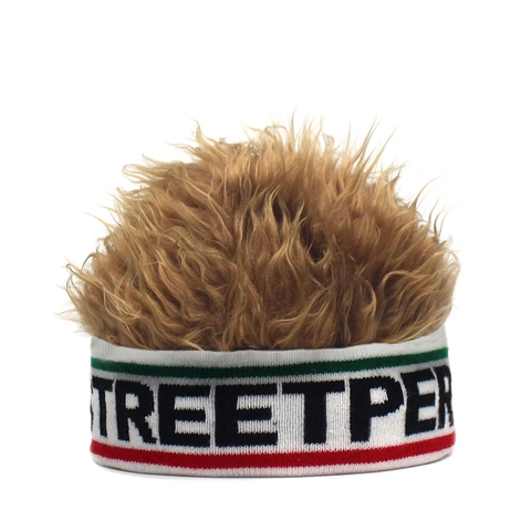 Funny Wig Docker Hat With Spiky Synthetic Hair Knitted Band Hip Hop Streetwear Streetper Letter Hat For Men Women Party Cosplay Accessories