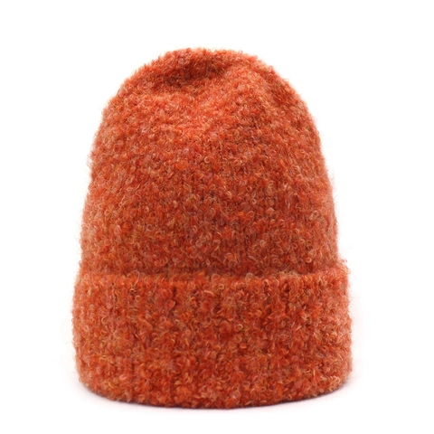Berretto in Maglia Calda da Donna Colore Misto Cappello Invernale Misto Cotone Acrilico Texture Teddy Risvolto Senza Tesa