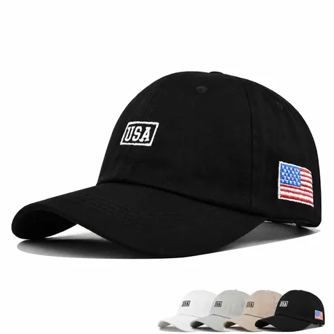 Vintage USA Embroidery Baseball Cap For Men Women Adjustable Cotton Sun Hat Casual Sport Trucker Hat With Flag Patch