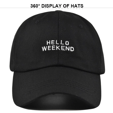 Katoen Geborduurd Hello Weekend Letter Honkbalpet Verstelbare Zonneklep Voor Heren Vrouwen Casual Outdoor Sport Trucker Pet