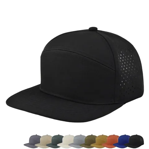Breathable Laser Cut Perforated Baseball Cap Polyester Flat Brim Snapback Hat For Outdoor Sports Casual Adults Hip Hop
