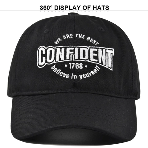 Berretto da Baseball in Cotone Ricamato Scritta CONFIDENT Traspirante Parasole Regolabile Cappello Uomo Donna Casual Esterno