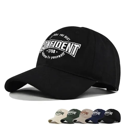 Berretto da Baseball in Cotone Ricamato Scritta CONFIDENT Traspirante Parasole Regolabile Cappello Uomo Donna Casual Esterno