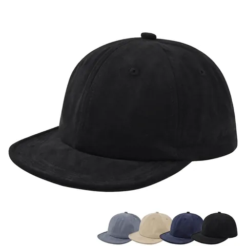 Vintage Solid Color Cotton Short Brim Baseball Cap Unisex Hip Hop Flat Brim Hat Adjustable Streetwear Sun Hat HH521