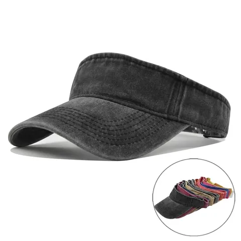 Visera de Algodón Lavado Vintage para Mujer Con Abertura para Coleta Gorra de Béisbol Ajustable Protección Solar Verano Deportes