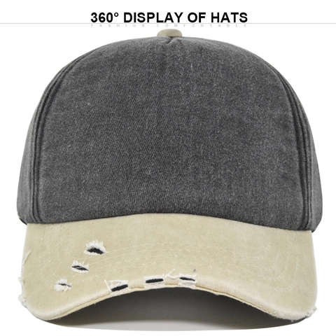 Berretto da Baseball in Cotone Lavato Vintage per Uomo Donna Berretto Logoro Color Block Parasole Regolabile Retro Duckbill Cap