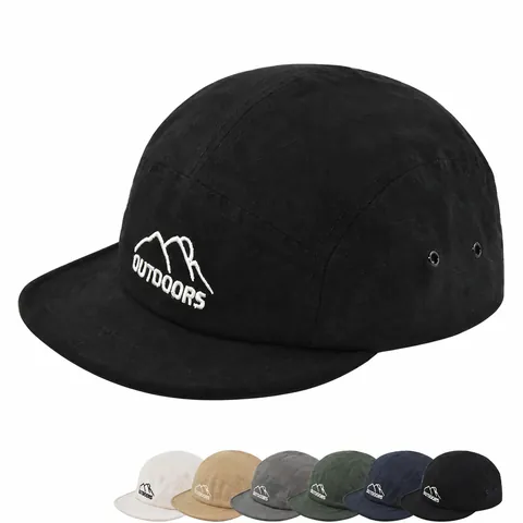 Unisex Outdoor Mountain Embroidery 5 Panel Camper Hat Cotton Adjustable Flat Brim Baseball Cap Hip Hop Outdoors Sun Hat