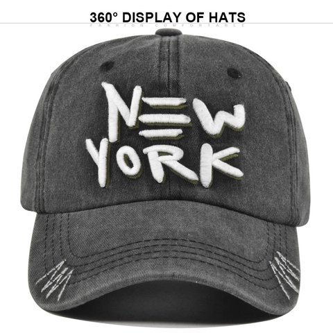 Berretto da Baseball in Cotone Lavato Vintage Retro Ricamo 3D New York Invecchiato Dad Hat Regolabile Sport all'aperto Berretto Parasole