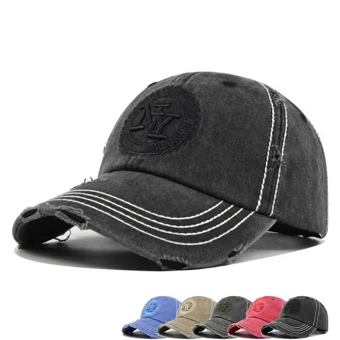 Retro Gewaschen Distressed Baumwolle Baseballkappe Für Damen Herren Vintage NY Buchstaben Stickerei Verstellbarer Sonnenhut