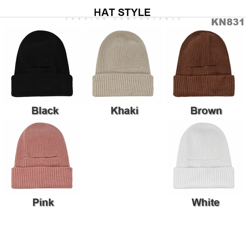 Berretto in Maglia Caldo Invernale da Donna Morbido Acrilico a Costine con Risvolto Skull Cap per Outdoor Daily Fashion