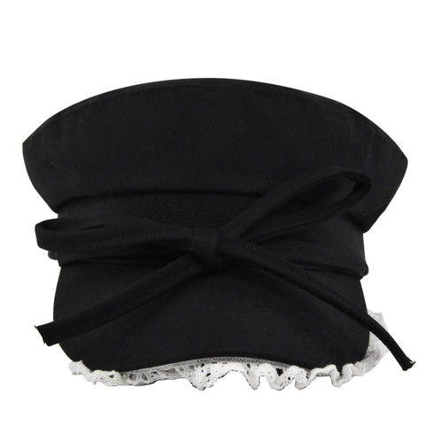 Women's Vintage Navy Hat Lace Trim Bow Decor Flat Top Baker Boy Cap Cotton Blend Beret For Daily Commuting Sweet Newsboy Hat