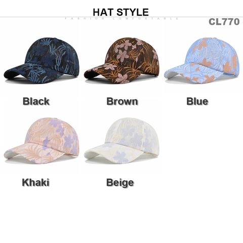 Elegant Women Lace Floral Embroidery Baseball Cap Breathable Adjustable Polyester Sun Hat Outdoor Casual Mesh Peaked Cap