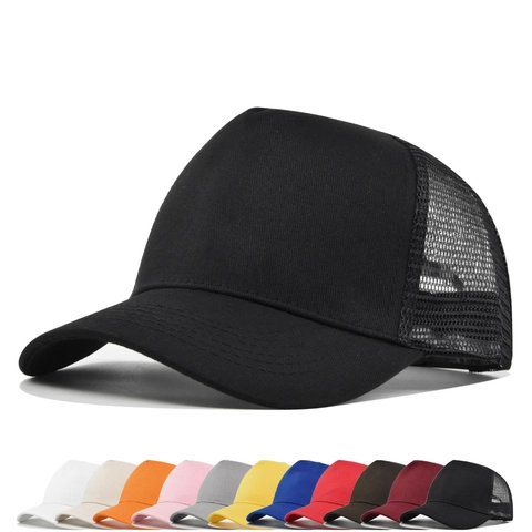 Effen Kleur Mesh Baseballpet Ademend Trucker Pet Gebogen Klep Zonwering Outdoor Sportpet Voor Volwassenen