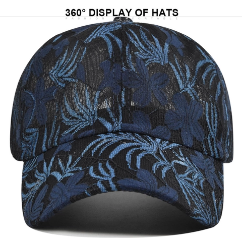 Elegant Women Lace Floral Embroidery Baseball Cap Breathable Adjustable Polyester Sun Hat Outdoor Casual Mesh Peaked Cap