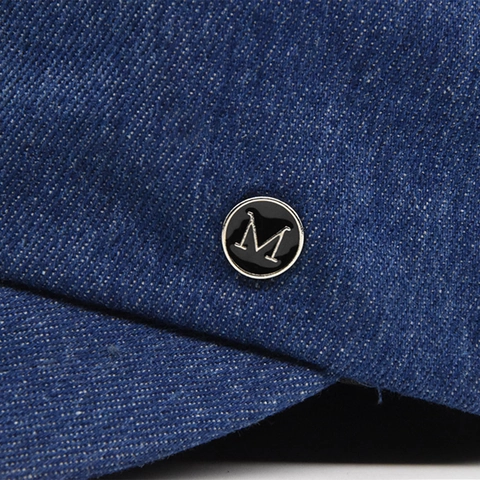 Unisex Denim Cadet Cap Adjustable Flat Top Military Hat Short Visor Sunshade Casual Fashion Hat With Metal Letter M Label