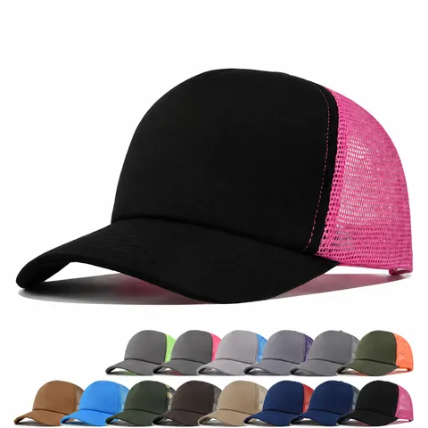 Gorra de Camionero Unisex de Algodón y Malla Transpirable Ajustable Patchwork Gorra de Béisbol Protección Solar Outdoor Deporte Snapback