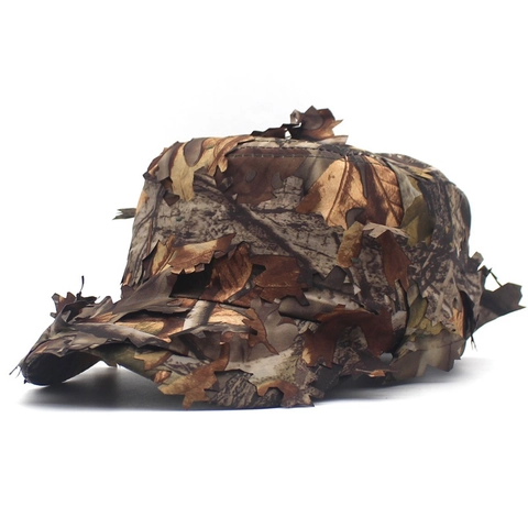 Gorra de Béisbol de Camuflaje con Hojas 3D Secado Rápido Sombrero Militar Táctico para Caza Fotografía Hombre Ajustable