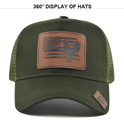 Cappellino Trucker con Gallo e Bandiera Americana in Mesh Traspirante Berretto da Baseball Regolabile Retro per Esterno