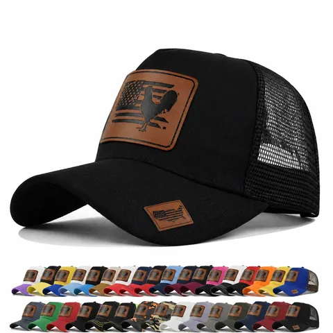 Rooster American Flag Trucker Hat Mesh Breathable Baseball Cap Adjustable Retro Outdoor Sun Shade Hat For Unisex