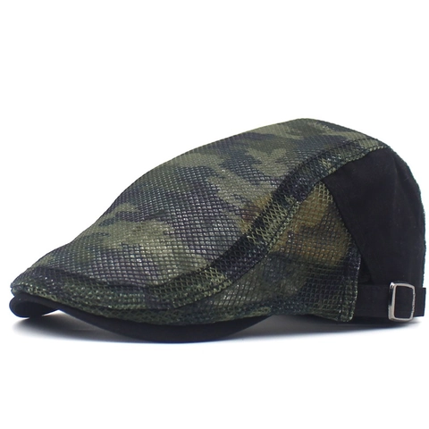 Basco Unisex Mimetico in Rete Berretto Piatto Estivo Traspirante Regolabile Cappello Parasole Outdoor Ivy Duckbill per Uomo Donna