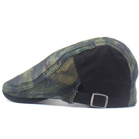 Basco Unisex Mimetico in Rete Berretto Piatto Estivo Traspirante Regolabile Cappello Parasole Outdoor Ivy Duckbill per Uomo Donna