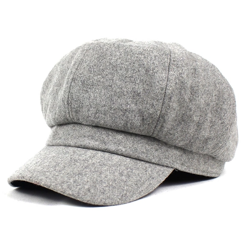 Berretto Baker Boy in Lana Vintage per Donna Tinta Unita Caldo Berretto Ottagonale Newsboy Cap Autunno Inverno Casual Moda