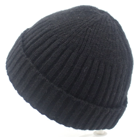 Unisex Knitted Beanie Hat Ribbed Solid Color Warm Winter Melon Cap Korean Style Cuffed Brimless Skullcap For Men Women