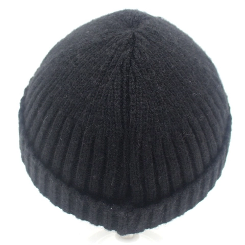Unisex Knitted Beanie Hat Ribbed Solid Color Warm Winter Melon Cap Korean Style Cuffed Brimless Skullcap For Men Women