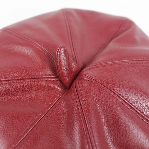 Mode PU Leer Baret Voor Vrouwen Vintage Effen Kleur Zeshoekige Kunstenaar Pet Herfst Winter Casual Schilder Hoed