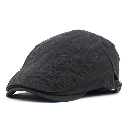 Vintage 100% Cotton Embroidered Beret Hat For Men Women Adjustable Cabbie Hat Fashion Geometric Pattern Newsboy Flat Cap